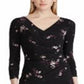 Vestido envelope feminino Ralph Lauren com manga 3/4, vestido de festa, preto, tamanho 6, pequeno