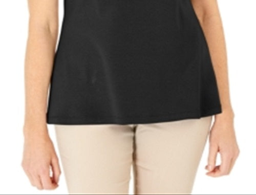 Karen Scott Blusa Feminina de Crochê de Algodão com Frente Preta Tamanho P