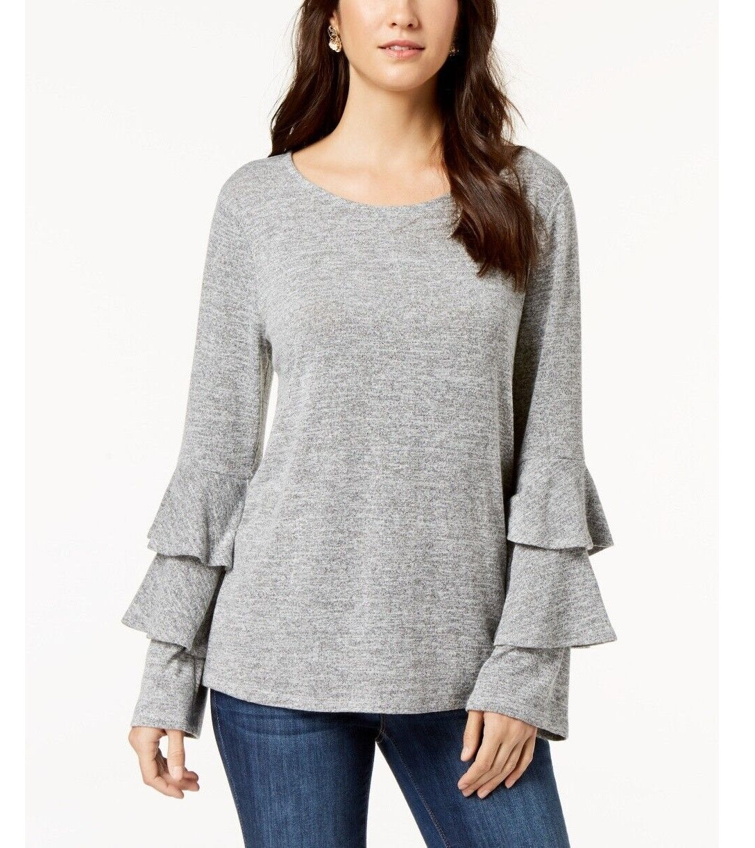 Blusa feminina de mangas em camadas Style &amp; Co, branca, tamanho 2XL
