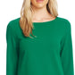 Vince Camuto Blusa túnica feminina com bainha dividida, verde, tamanho pequeno