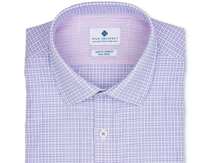 Camisa social xadrez masculina Ryan Seacrest Distinction, roxa, tamanho 11