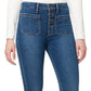 Calça jeans feminina Sanctuary com botões Linden Bootcut, azul, tamanho 31