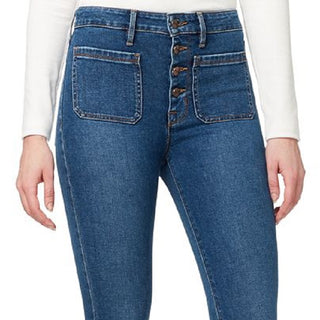 Calça jeans feminina Sanctuary com botões Linden Bootcut, azul, tamanho 31