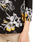 JM Collection Blusa feminina estampada em jacquard, preta, tamanho pequeno e pequeno
