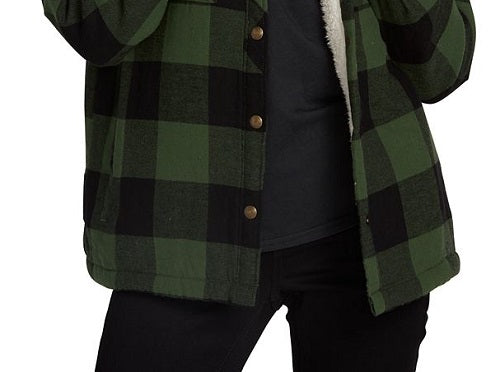 Camisa feminina Volcom Plaid About You manga comprida verde tamanho grande