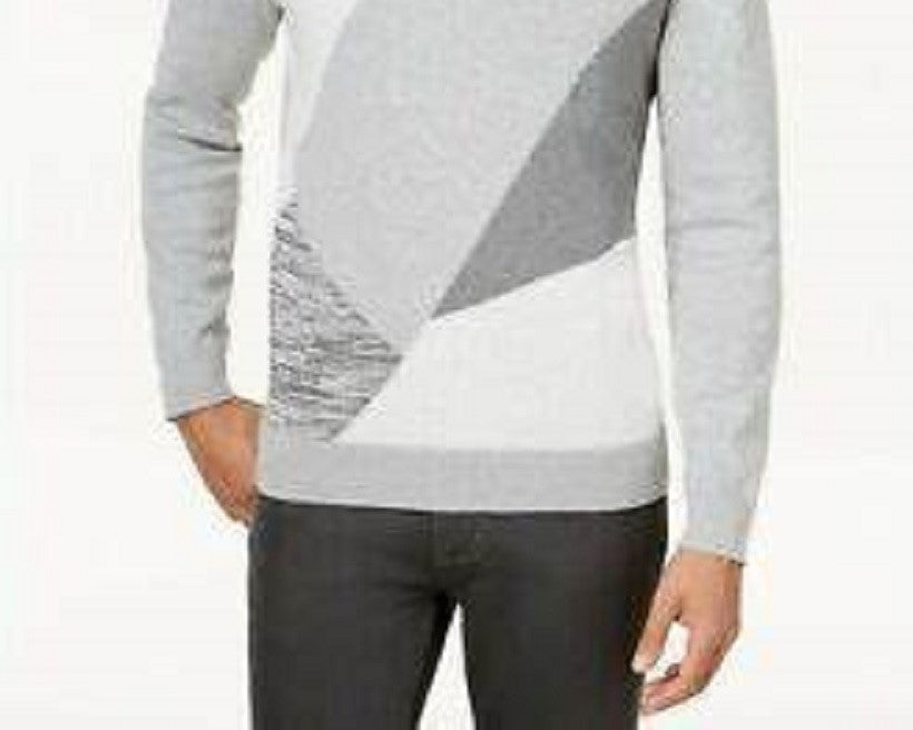 Suéter Alfani Masculino com Blocos de Cor em Ângulo Cinza Tamanho X-G