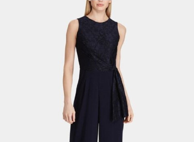 Macacão sem mangas Ralph Lauren Toki Lace feminino, azul, tamanho 12