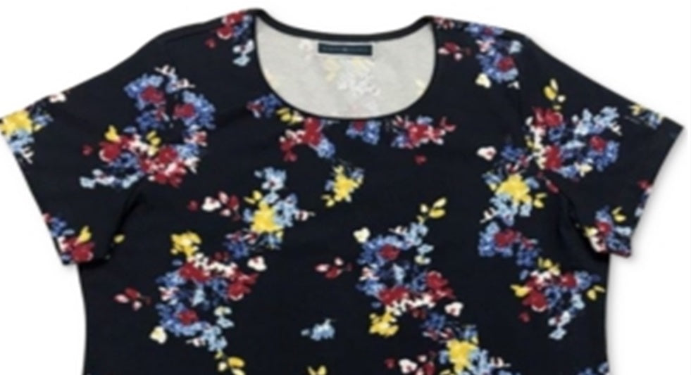 Blusa feminina Karen Scott com estampa decote redondo, azul, tamanho grande
