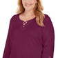 Blusa feminina Karen Scott Plus Cotton com acabamento cruzado, roxa, tamanho 3XL