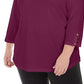 Blusa feminina Karen Scott Plus Cotton com acabamento cruzado, roxa, tamanho 3XL
