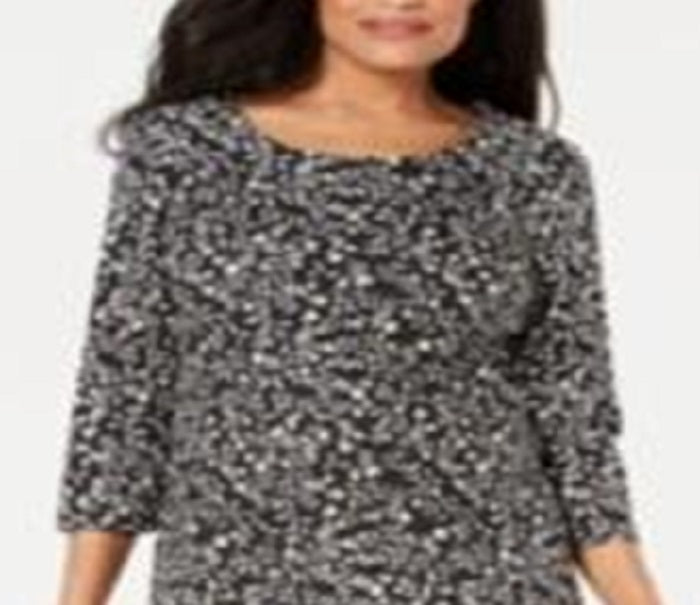Vestido feminino Karen Scott Sport Nouvelle Floral Swing, preto, tamanho grande