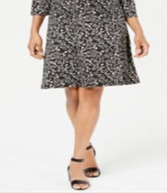 Vestido feminino Karen Scott Sport Nouvelle Floral Swing, preto, tamanho grande