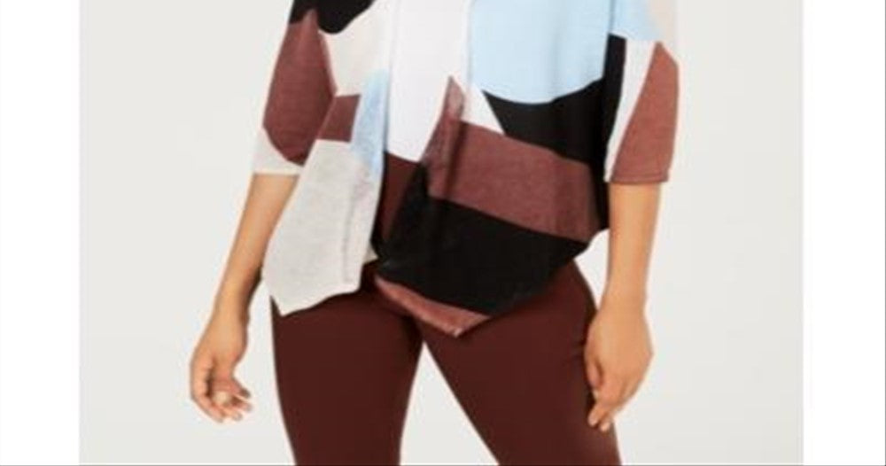 Cardigan feminino Alfani com estampa de blocos de cores, azul, tamanho pequeno