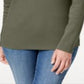 Blusa feminina Karen Scott lisa de manga comprida com botões, verde, tamanho P