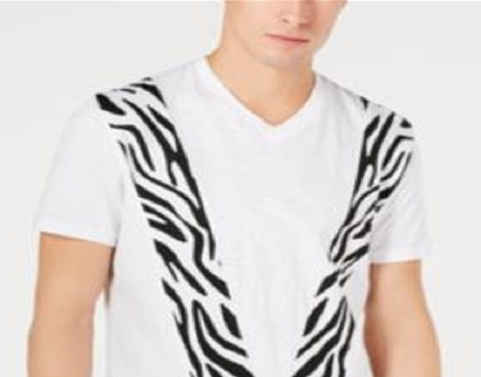 Camiseta masculina com estampa zebra da INC International Concepts, branca, tamanho pequeno