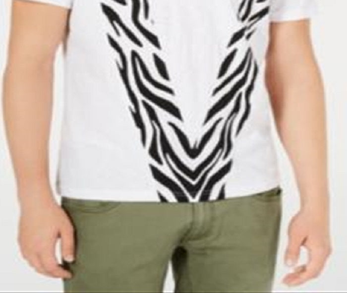 Camiseta masculina com estampa zebra da INC International Concepts, branca, tamanho pequeno