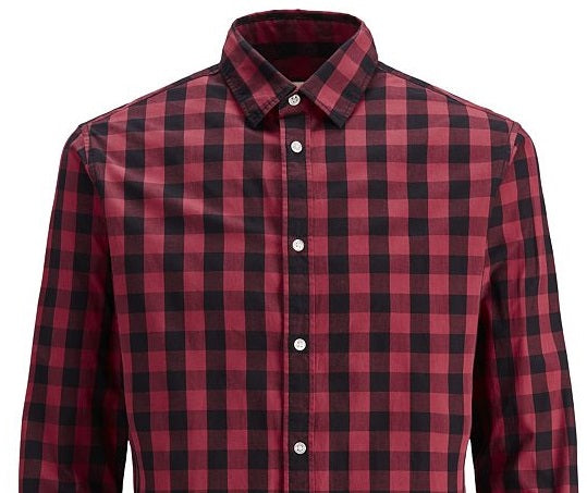 Camisa xadrez essencial masculina Jack &amp; Jones vermelha tamanho médio