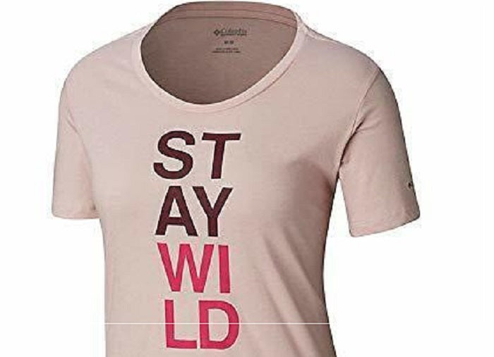 Camiseta Columbia Sportswear Feminina com Bloco de Palavras e Gola Redonda com Slogan Gráfico, Vermelha, Tamanho Médio