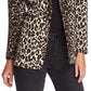 Blazer feminino elegante com listras de leopardo, preto, tamanho 2, da Vince Camuto