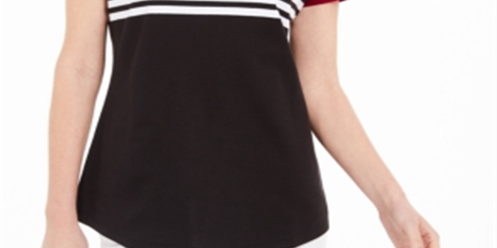 Karen Scott Tara Colorblocked Listras Rebite Top Feminino Vermelho Tamanho P