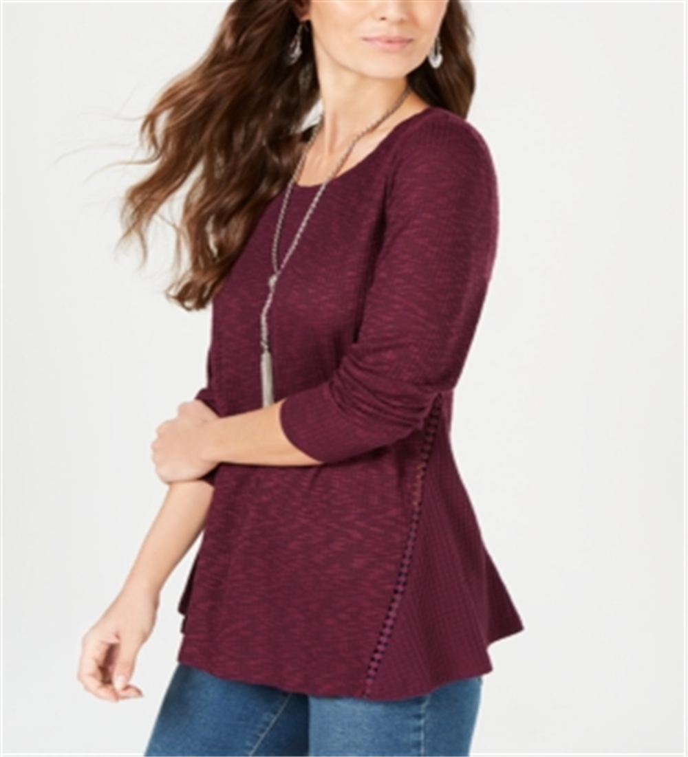 Blusa de malha waffle feminina Style &amp; Co, roxa, tamanho pequeno