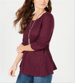 Blusa de malha waffle feminina Style &amp; Co, roxa, tamanho pequeno