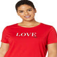 Camiseta Ralph Lauren Plus Love Cotton Blend Feminina Vermelha Tamanho 2X