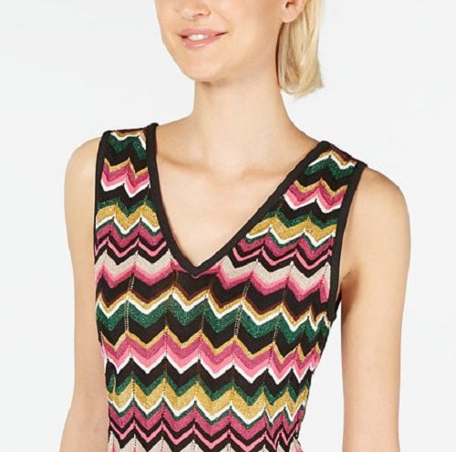 Blusa de malha Chevron feminina INC International Concepts, preta, tamanho pequeno S
