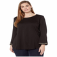 Camiseta feminina Michael Kors Plus com detalhes, preta, tamanho GG