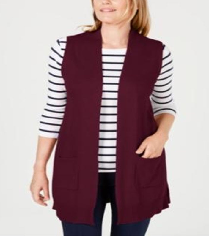 Colete suéter feminino Karen Scott vermelho tamanho -XL