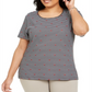Karen Scott Blusa Feminina Plus Listrada Estampada com Coração Preto Tamanho 2X