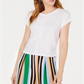 Blusa feminina Bar III de algodão com cordão lateral, branca, tamanho médio