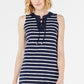 Vestido feminino Charter Club com decote em renda e listras acima do joelho, azul, tamanho grande