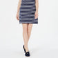 Vestido feminino Charter Club com decote em renda e listras acima do joelho, azul, tamanho grande