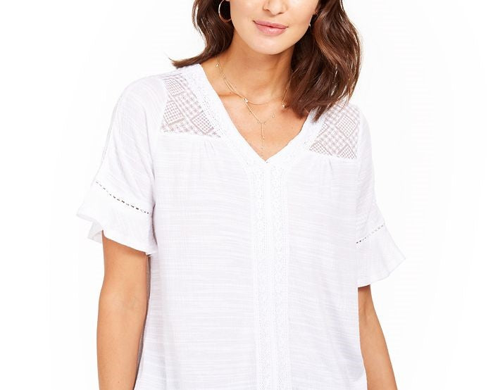 Top de crochê feminino Style &amp; Co azul tamanho pequeno