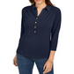 Camisa polo feminina Charter Club manga 3/4 azul tamanho pequeno GG