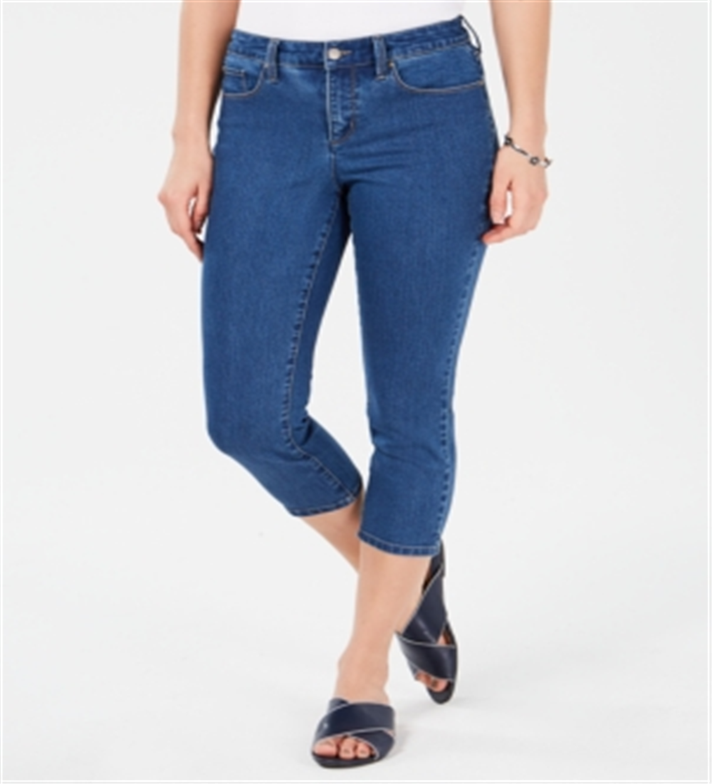 Calça jeans feminina Charter Club Tummy Control Bristol Capri, azul, tamanho 10