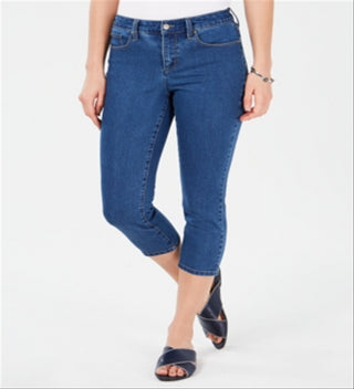 Charter Club Women's Tummy Control Bristol Capri Jeans Blue Size 10