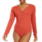 Body Henley de malha canelada Hippie Rose Junior, vermelho, tamanho grande
