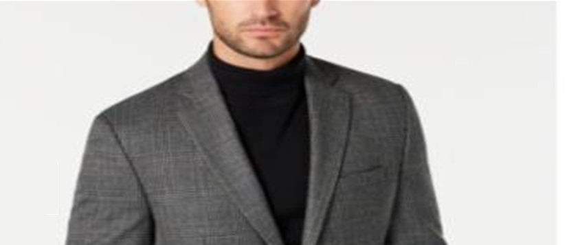 Ralph Lauren Blazer Masculino Xadrez de Lã e Mistura de Dois Botões Preto Tamanho 40