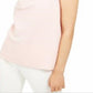 Blusa feminina Anne Klein sem mangas com gola rosa, tamanho médio