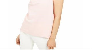 Blusa feminina Anne Klein sem mangas com gola rosa, tamanho médio