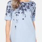 Vestido feminino Karen Scott manga curta acima do joelho azul tamanho P