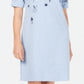 Vestido feminino Karen Scott manga curta acima do joelho azul tamanho P