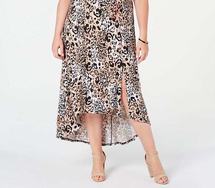Vestido longo assimétrico plus size feminino NY Collection, marrom, tamanho 3xp