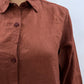 Camisa feminina listrada vertical com botões INC International Concepts, marrom, tamanho M