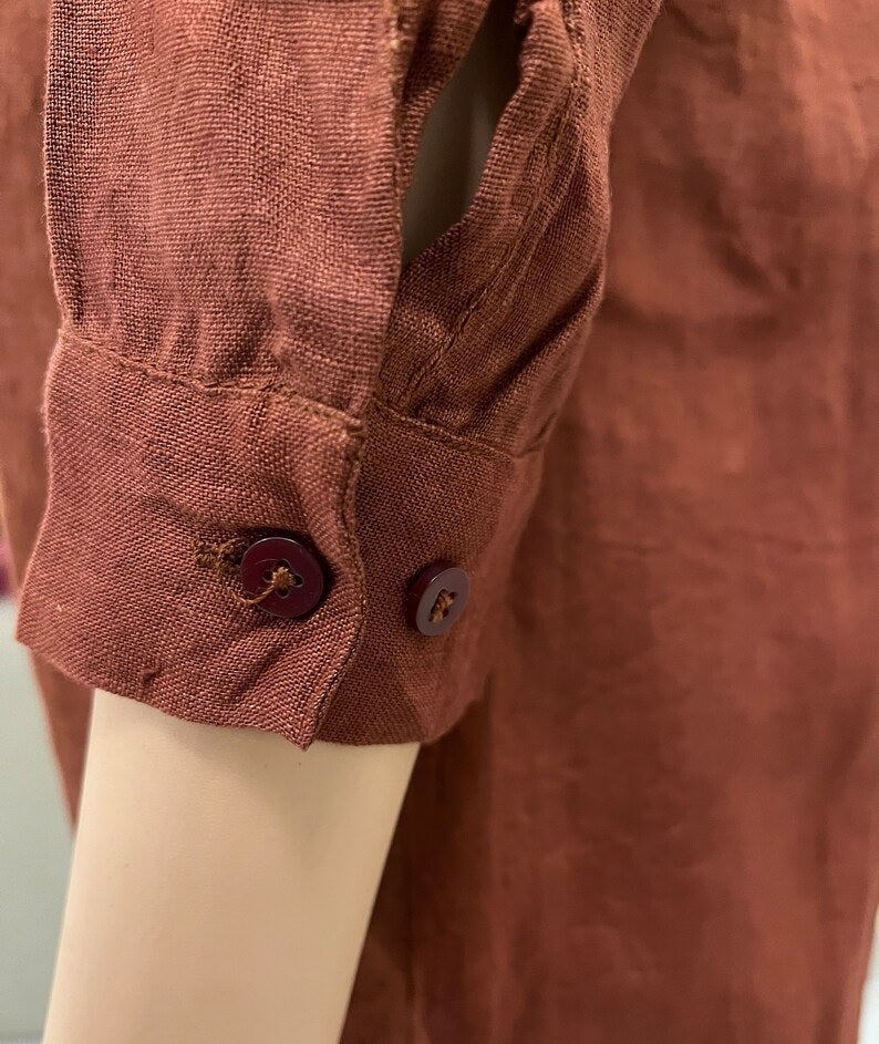 Camisa feminina listrada vertical com botões INC International Concepts, marrom, tamanho M