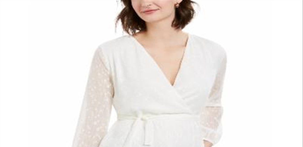 Charter Club Feminino Clip Dot Wrap Top Branco Tamanho Grande