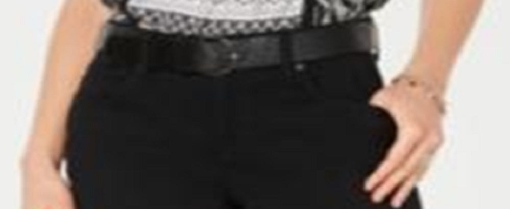 Shorts jeans femininos com cinto Style &amp; Co, preto, tamanho 12