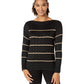 Suéter de tricô listrado Ralph Lauren feminino, preto, tamanho X-S